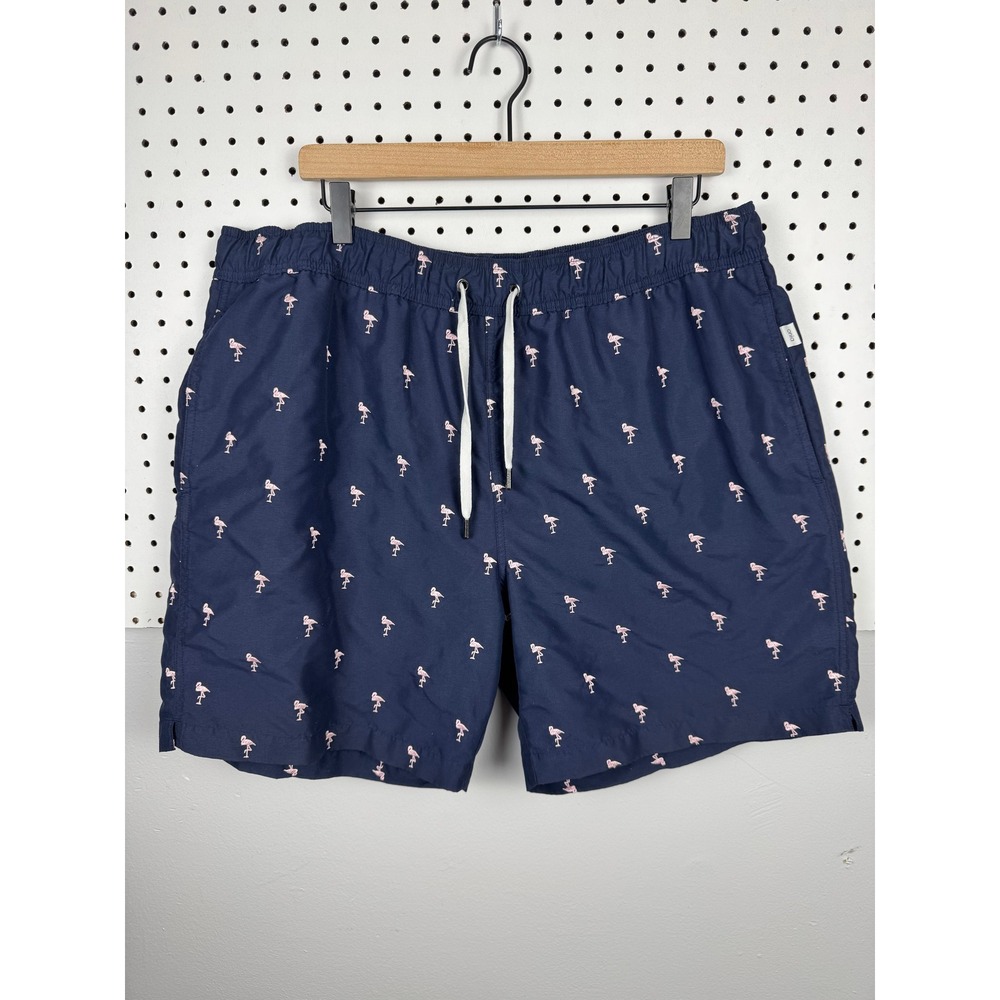 Onia‎ Navy Pink Flamingo Swim Trunks XXL Tropical Resort Preppy